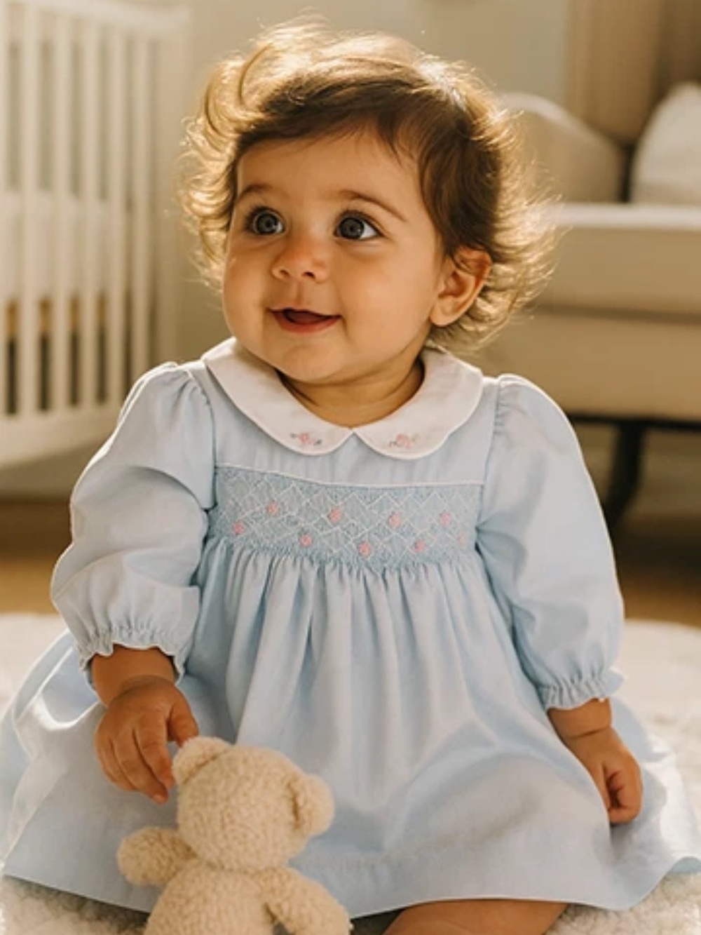 NWT Petit Ami Blue Smocked Bishop Baby 2pc Dress 24 Months 24M Girls Heirloom